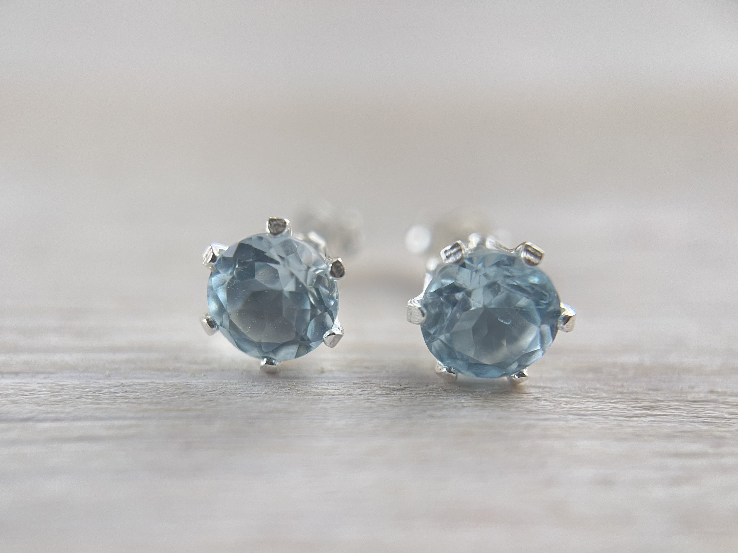 Minimalist Blue Topaz Stud Earrings