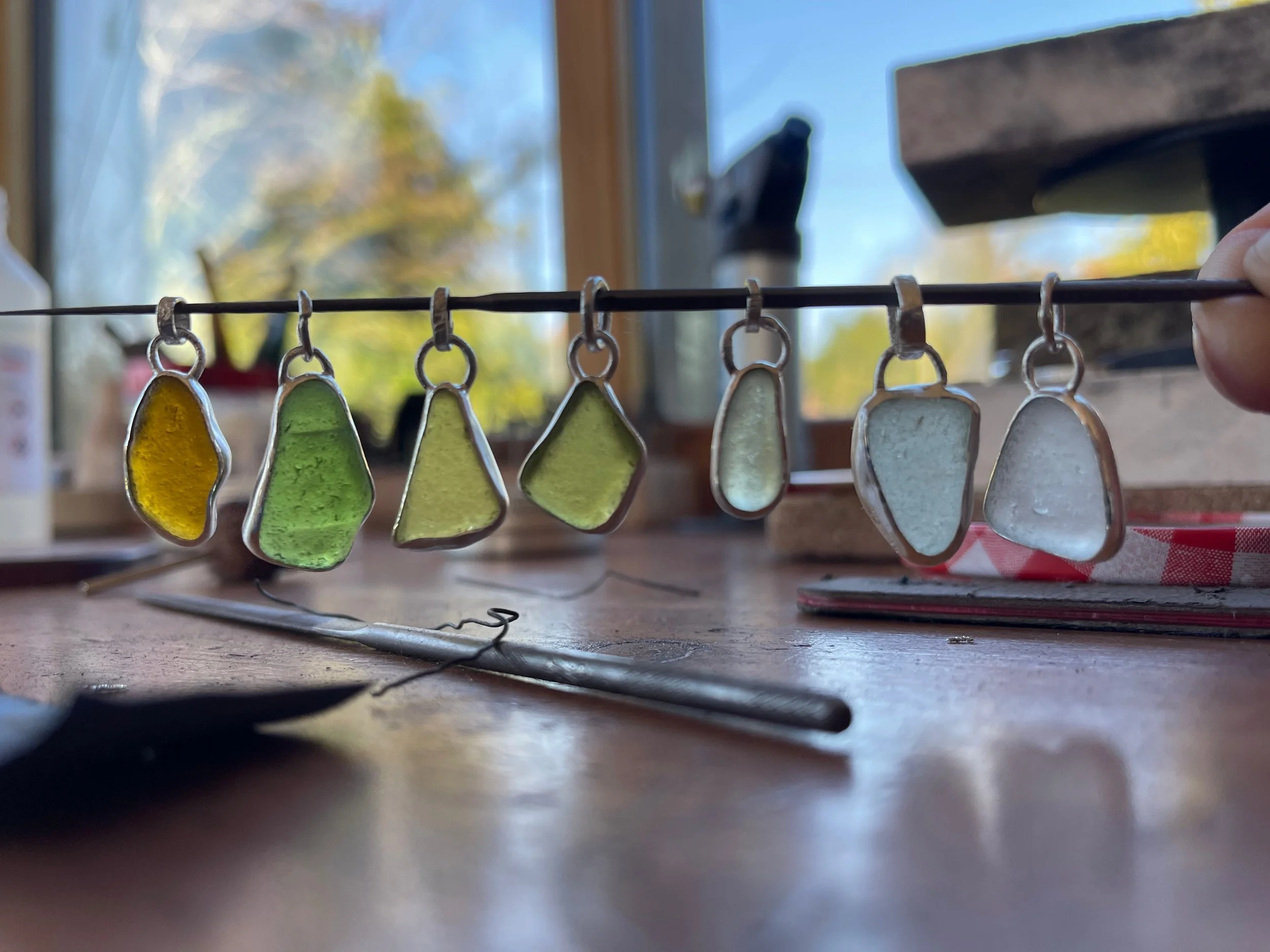 Sea glass necklaces commission for wild swimming group