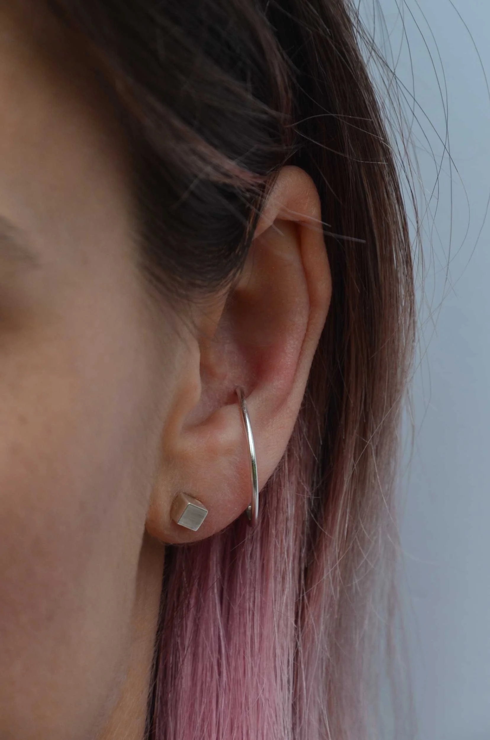 Large Conch Hoop - Smooth Recycled Silver Conch Earring