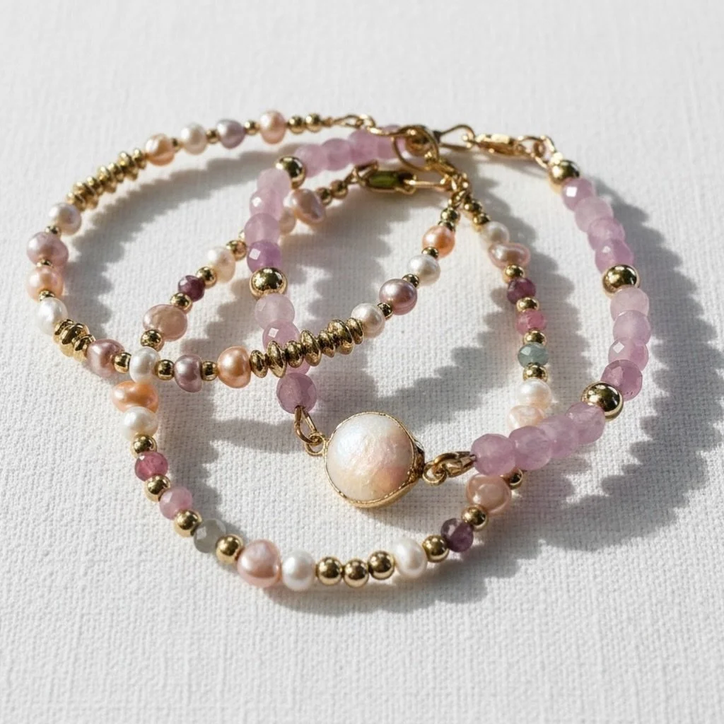 When your go-to classics meet a new friend&hellip; you&rsquo;ve found your new signature stack.

New Kunzite softness, watermelon tourmaline depth, and pearls for that timeless finish&mdash;layered in the most quietly luxe way ✨
