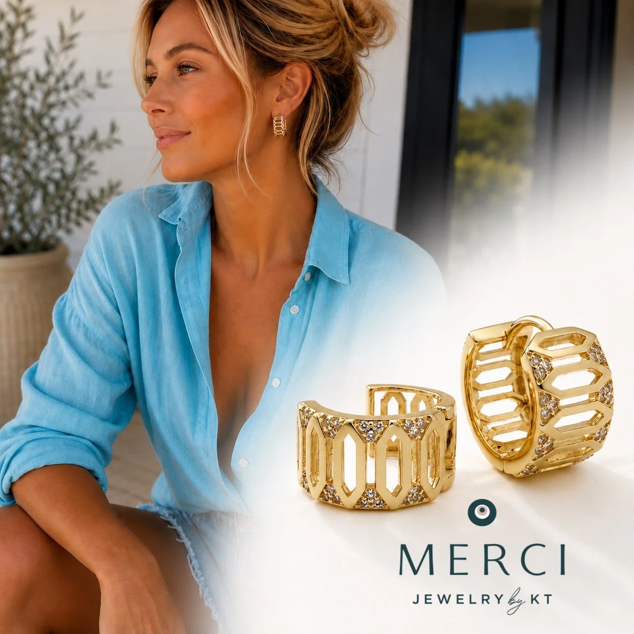 The earrings that do the talking&mdash;so you don&rsquo;t have to. ✨

A bold silhouette softened with delicate sparkle, these 14k gold-filled huggies are the effortless statement you&rsquo;ll reach for again and again. Lightweight enough for every da
