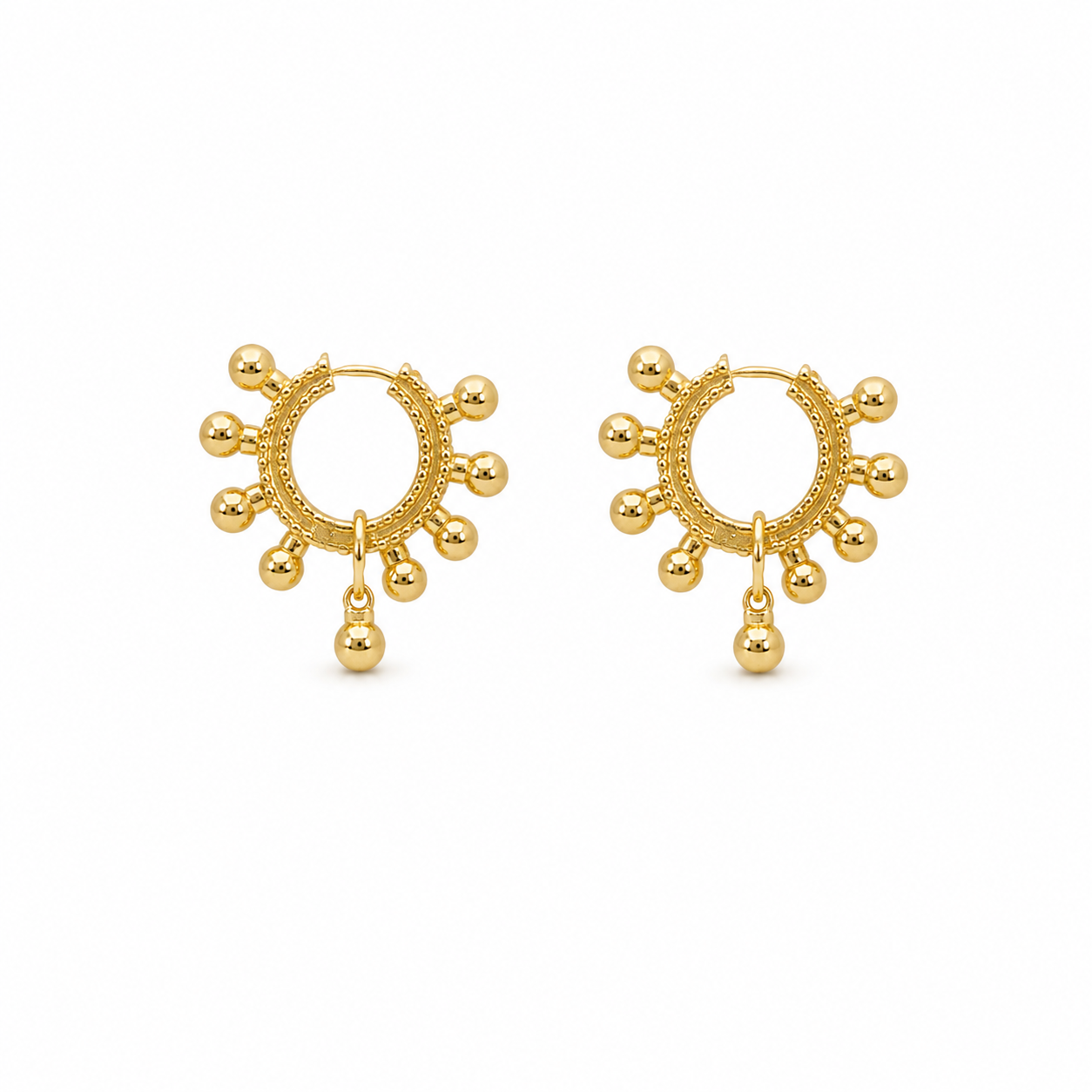 Beaded Gold Drop Huggie Hoops