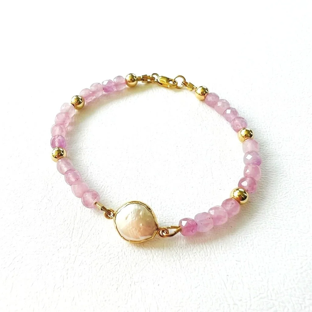 Kunzite & Freshwater Pearl Elegance Bracelet