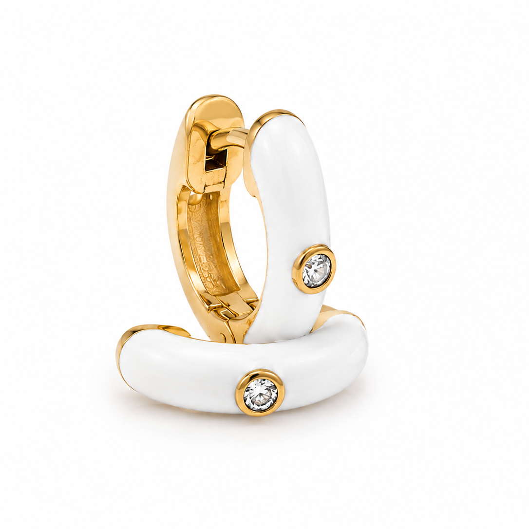 Sapphire and Enamel Huggie Hoops