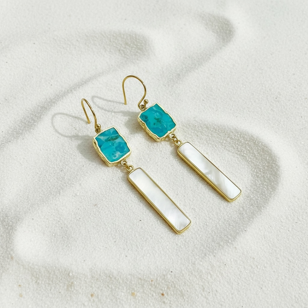 Australian Turquoise & Fresh Water Pearl Resort Earrings
