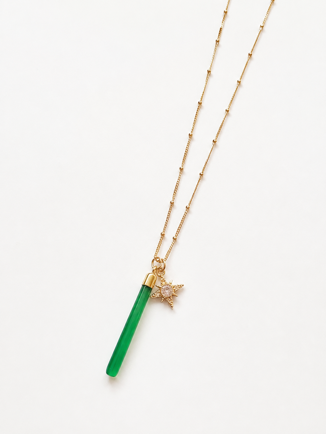 Gemstone Teardrop and Sapphire Star Necklace