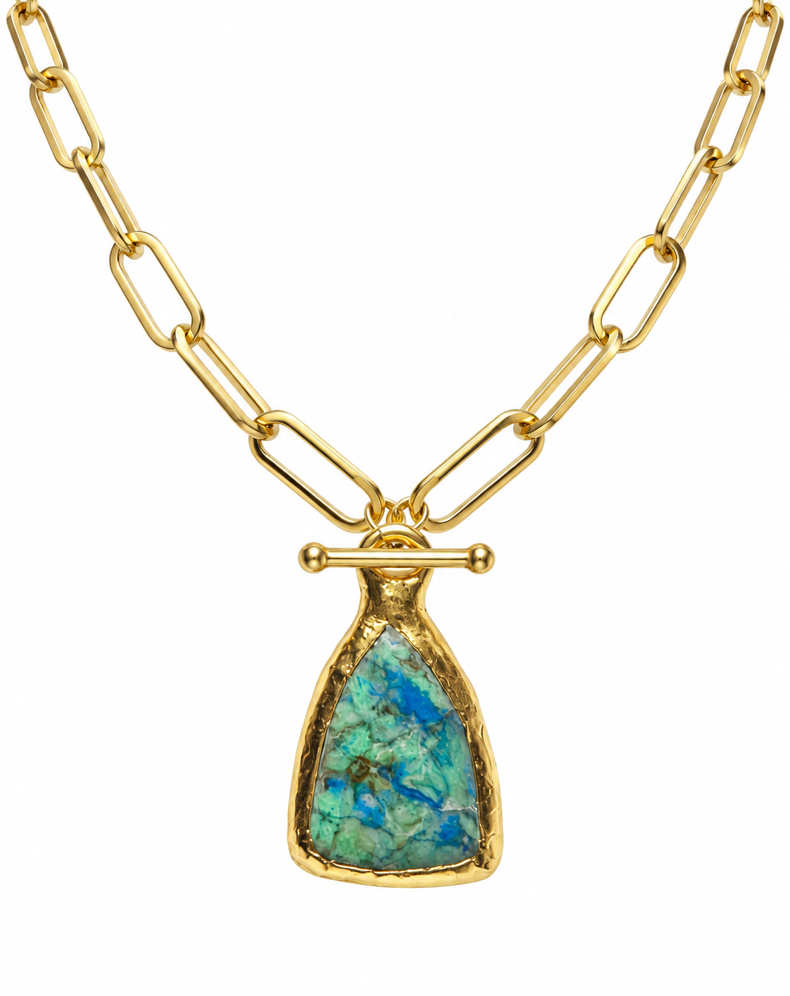 Mosaic Chrysoprase Pendant Necklace.