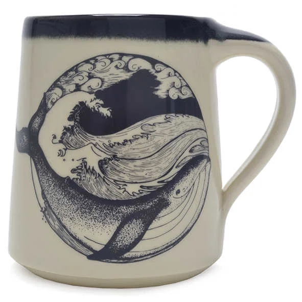 Humpback Whale and Wave Mug (hand-crafted by Great Bay Pottery) 