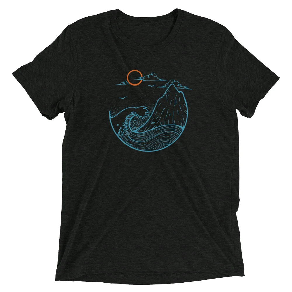 Crashing Wave Tee (Black Heather) (Ocean Tee)