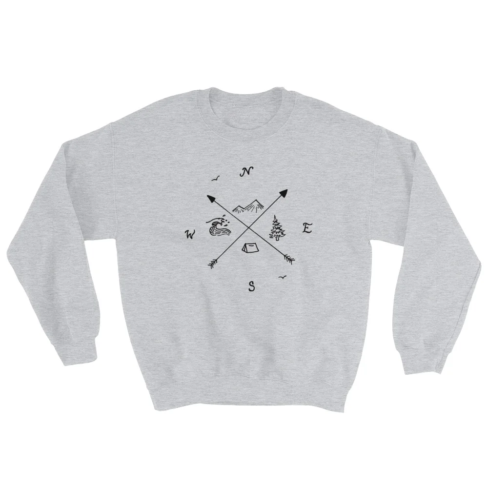 Outdoors Compass Crew Neck (Gray)