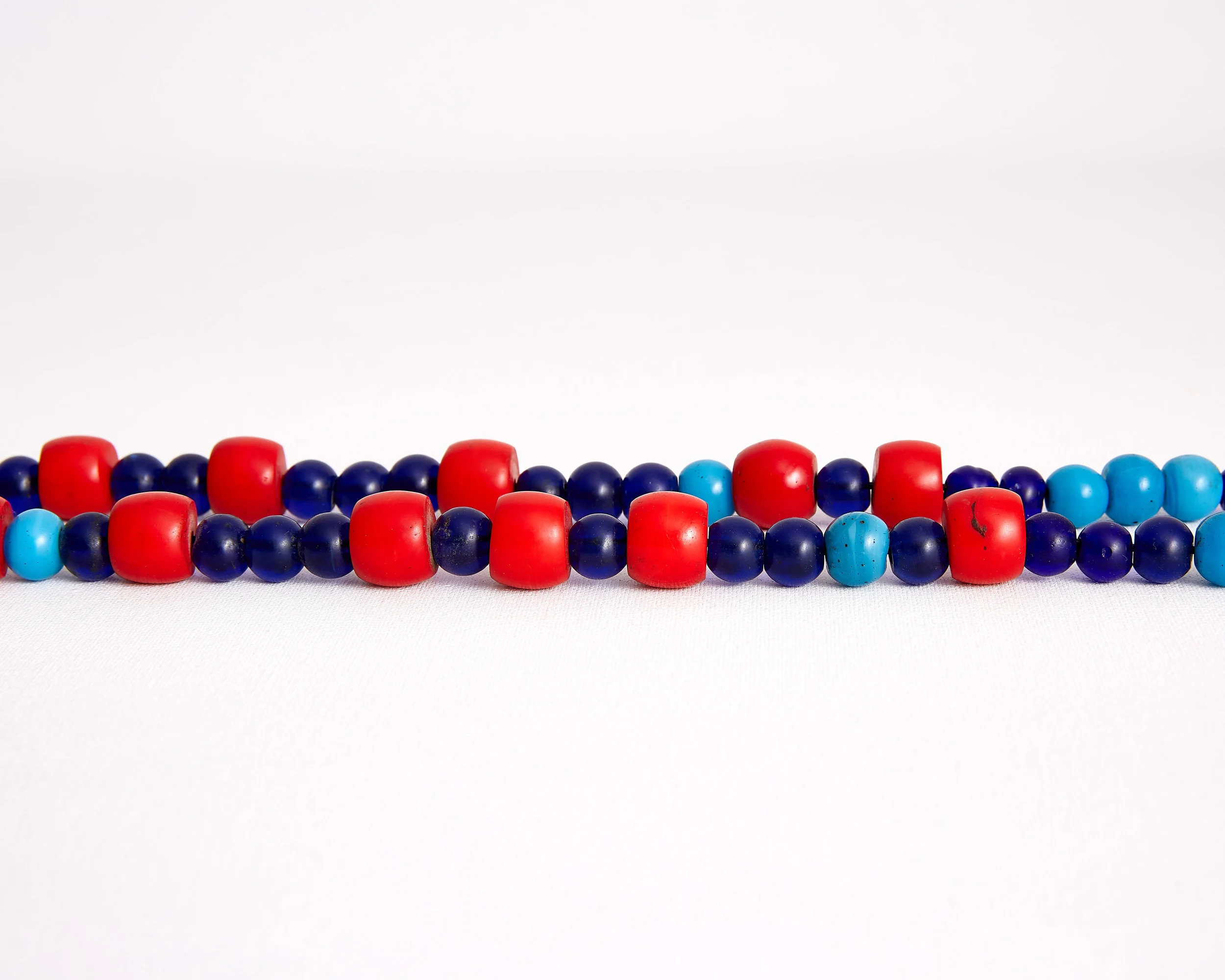 Chinese Silk Road Trade Beads Red Blue Antique Glass Coral