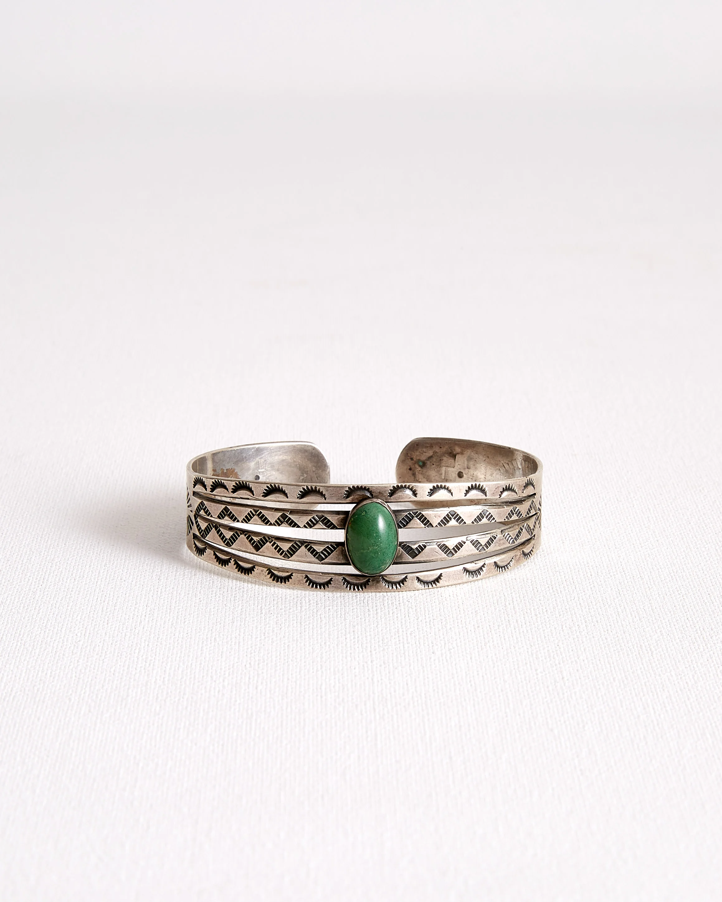 Navajo Cerrillos Stone and Silver Cuff Bracelet