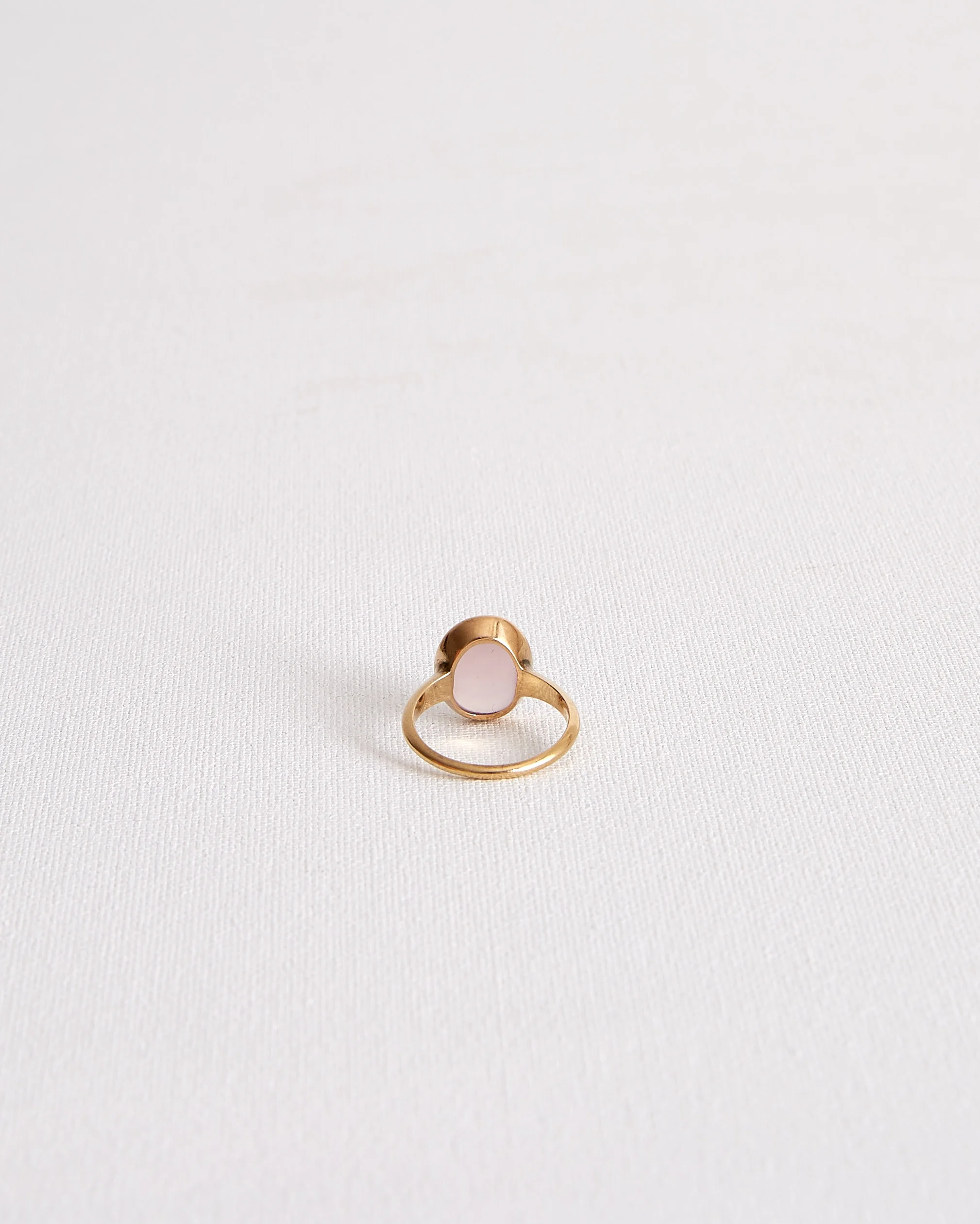 Rose Quartz and 10k Gold Oval Cabochon Ring