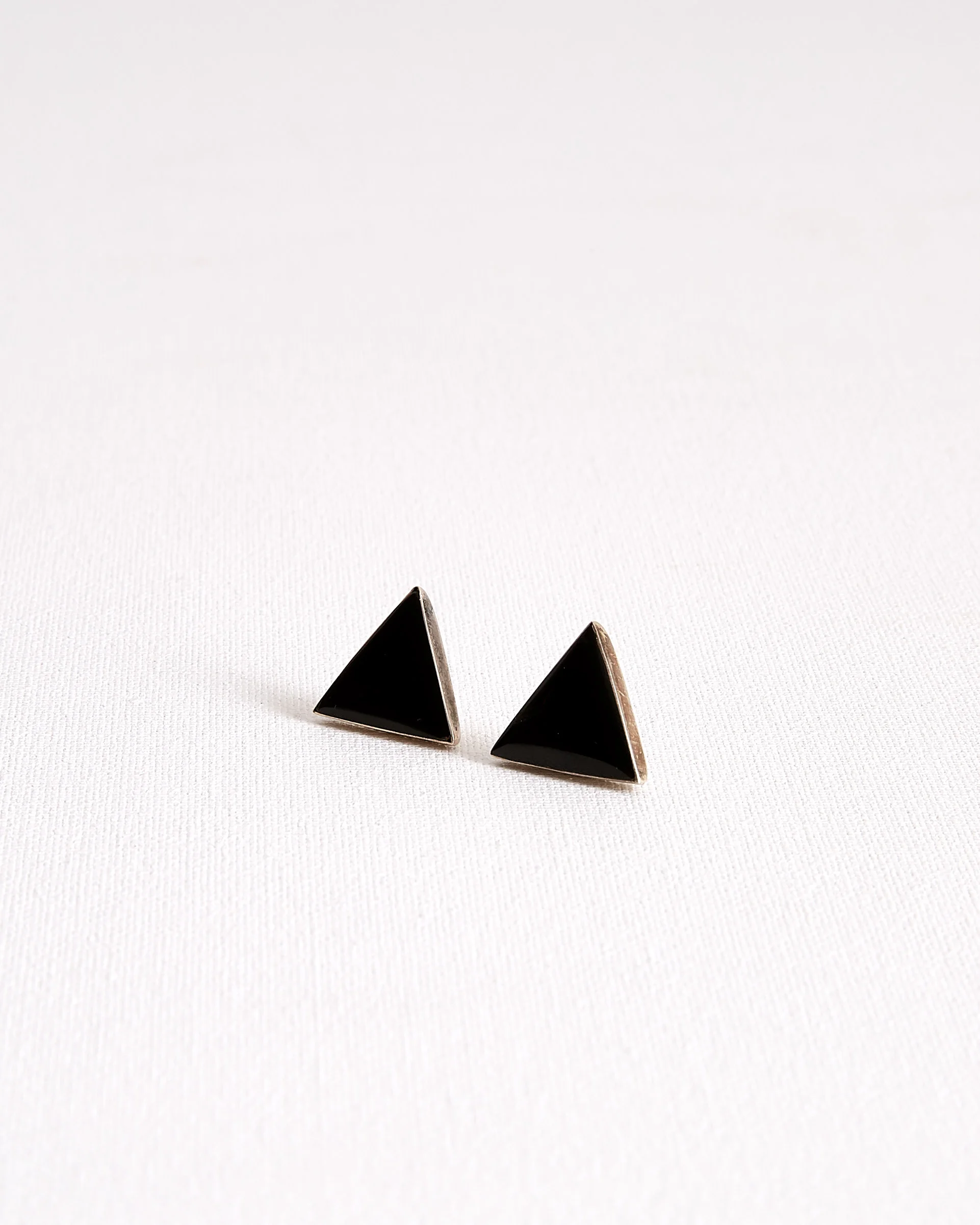 1980s silver and black onyx triangle earrings