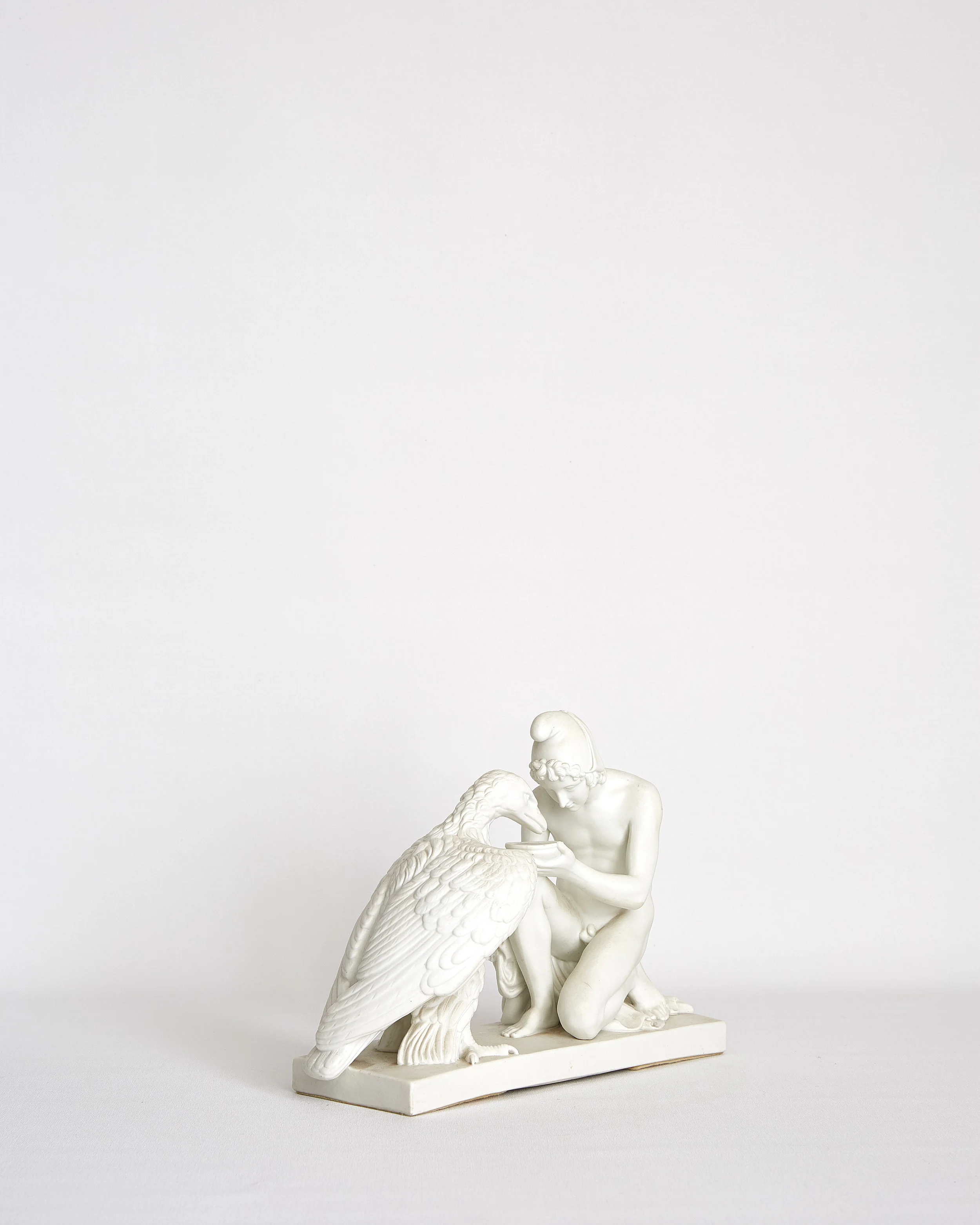 Parianware Sculpture of Ganymede + Zeus Bing & Grondahl Eagle