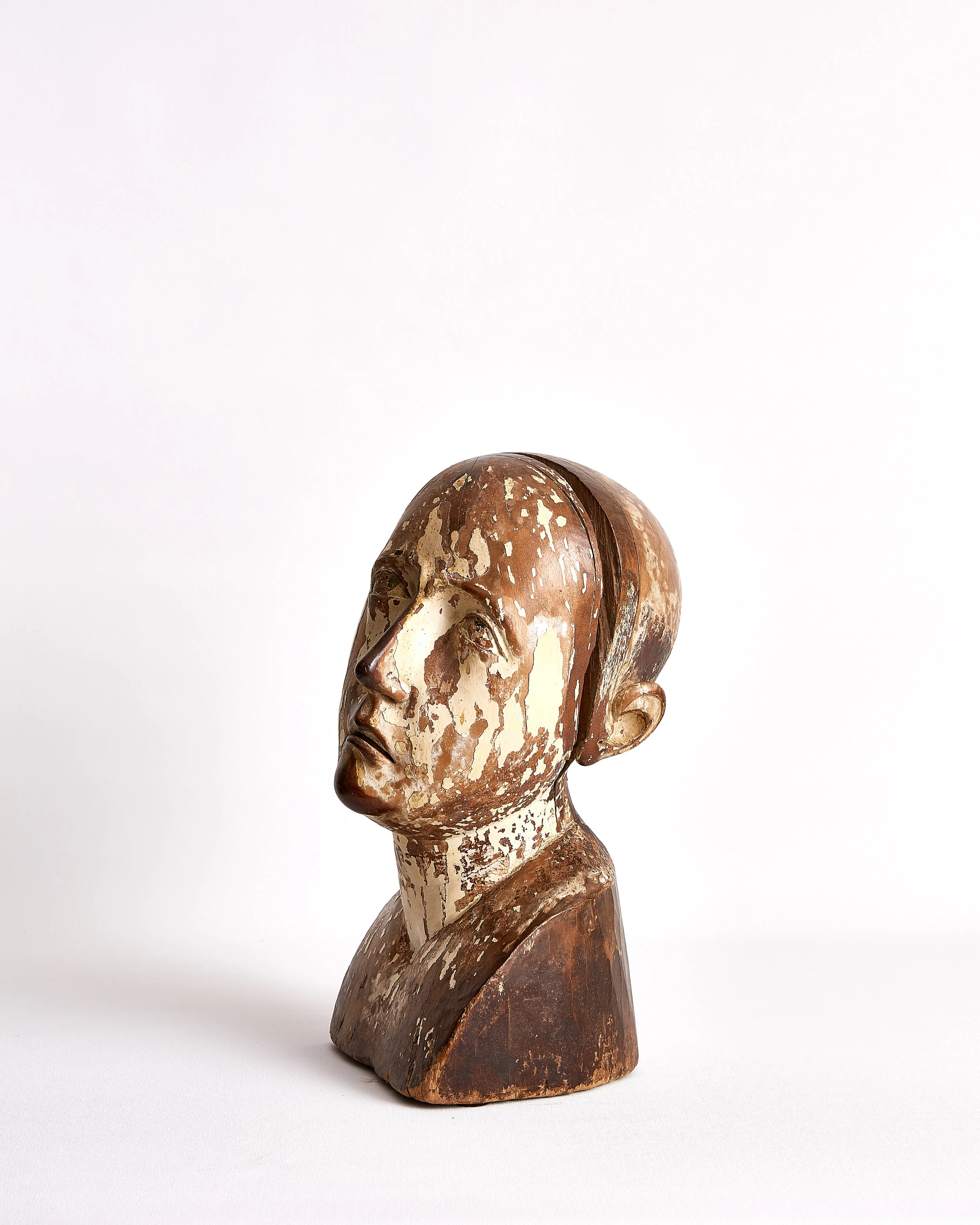 18th Century Polychrome Wood Bust of Madonna