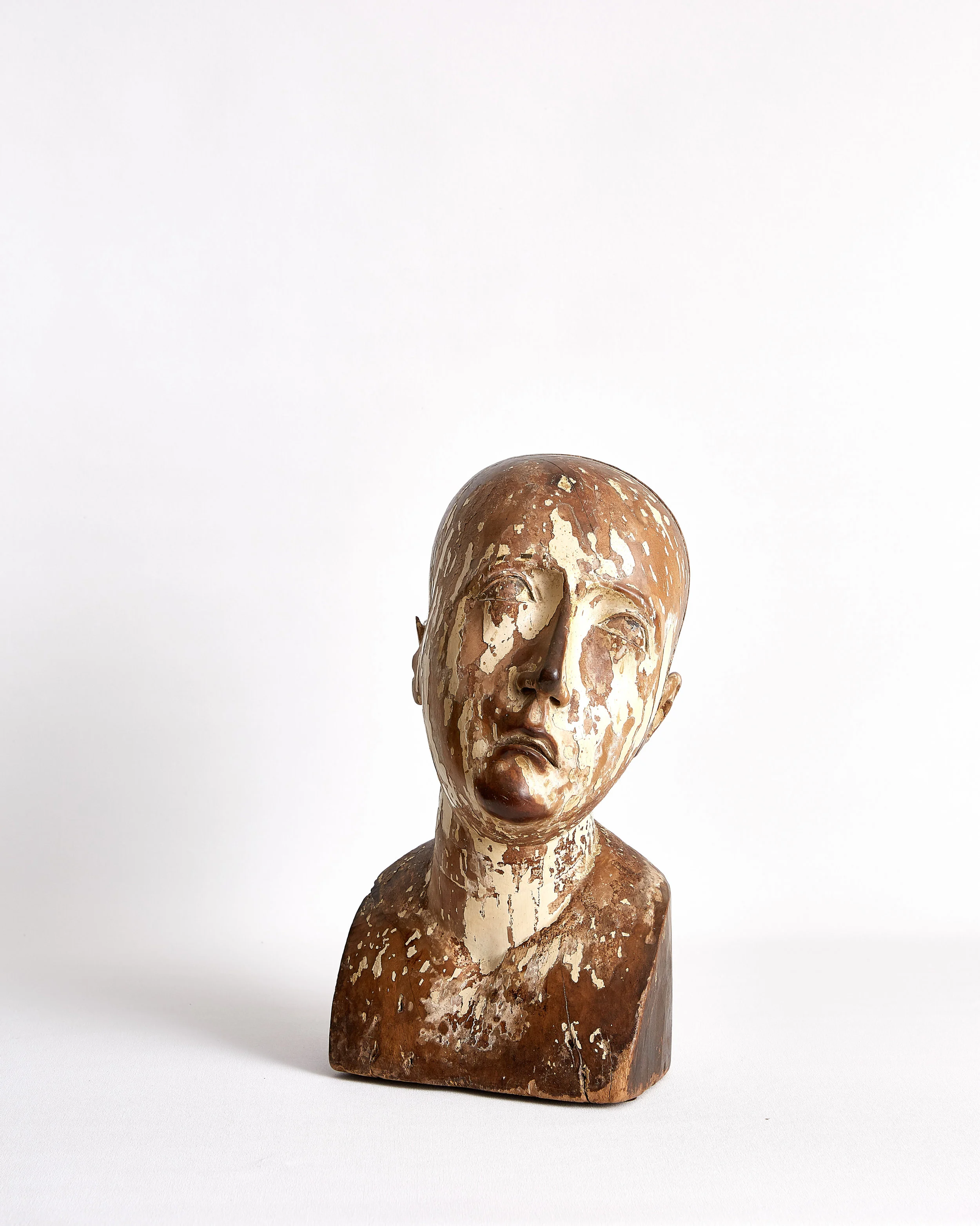 18th Century Polychrome Wood Bust of Madonna
