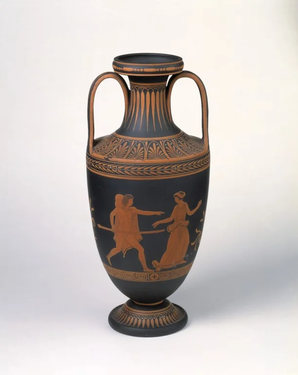 A Wedgwood basalt vase c. 1785 based on an Ancient Greek amphora