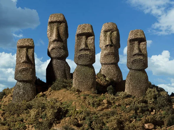 Carved Stone Moai on Easter Island