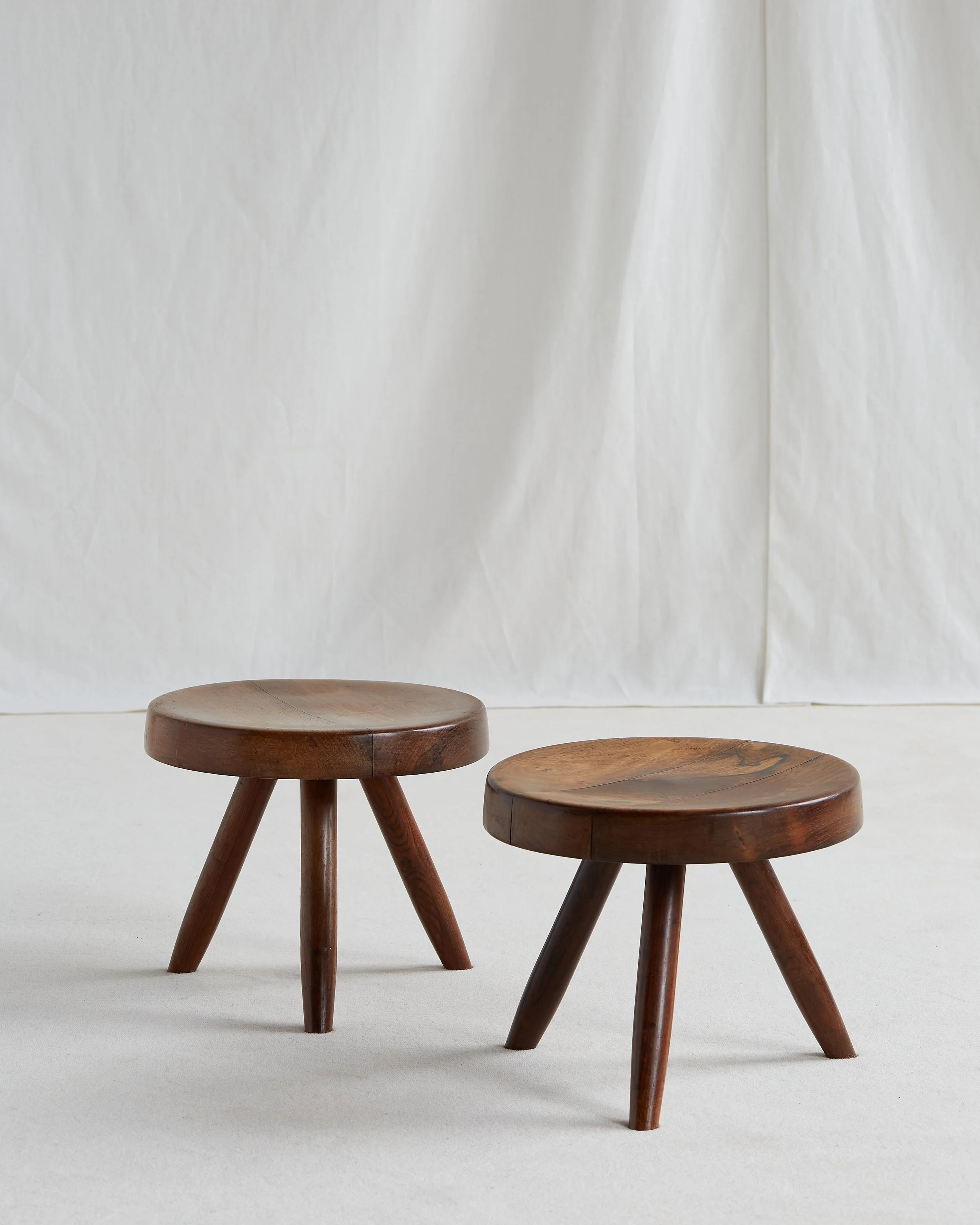 Rare Pair of Charlotte Perriand Berger Stools in Jacaranda 