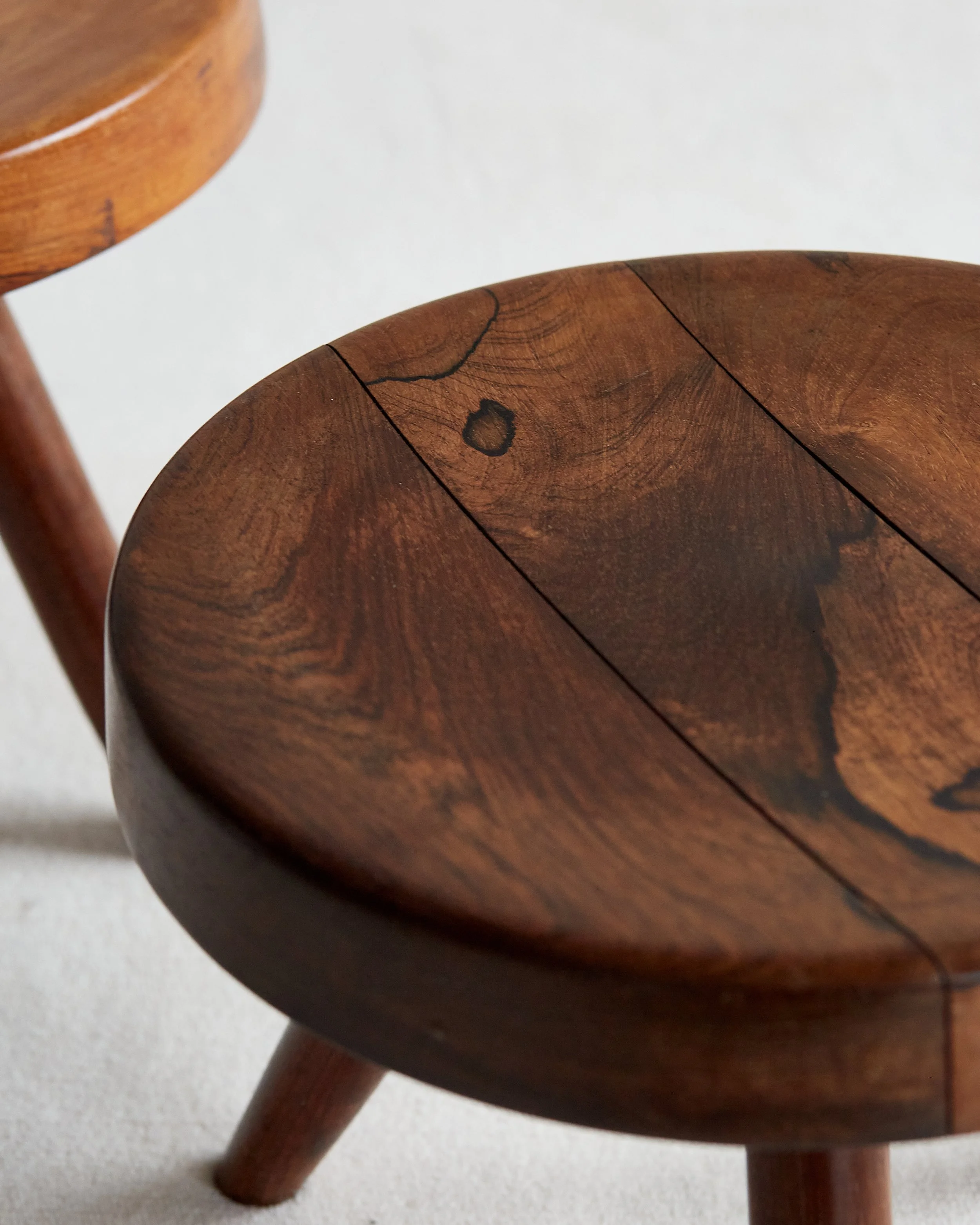 Rare Pair of Charlotte Perriand Berger Stools in Jacaranda 
