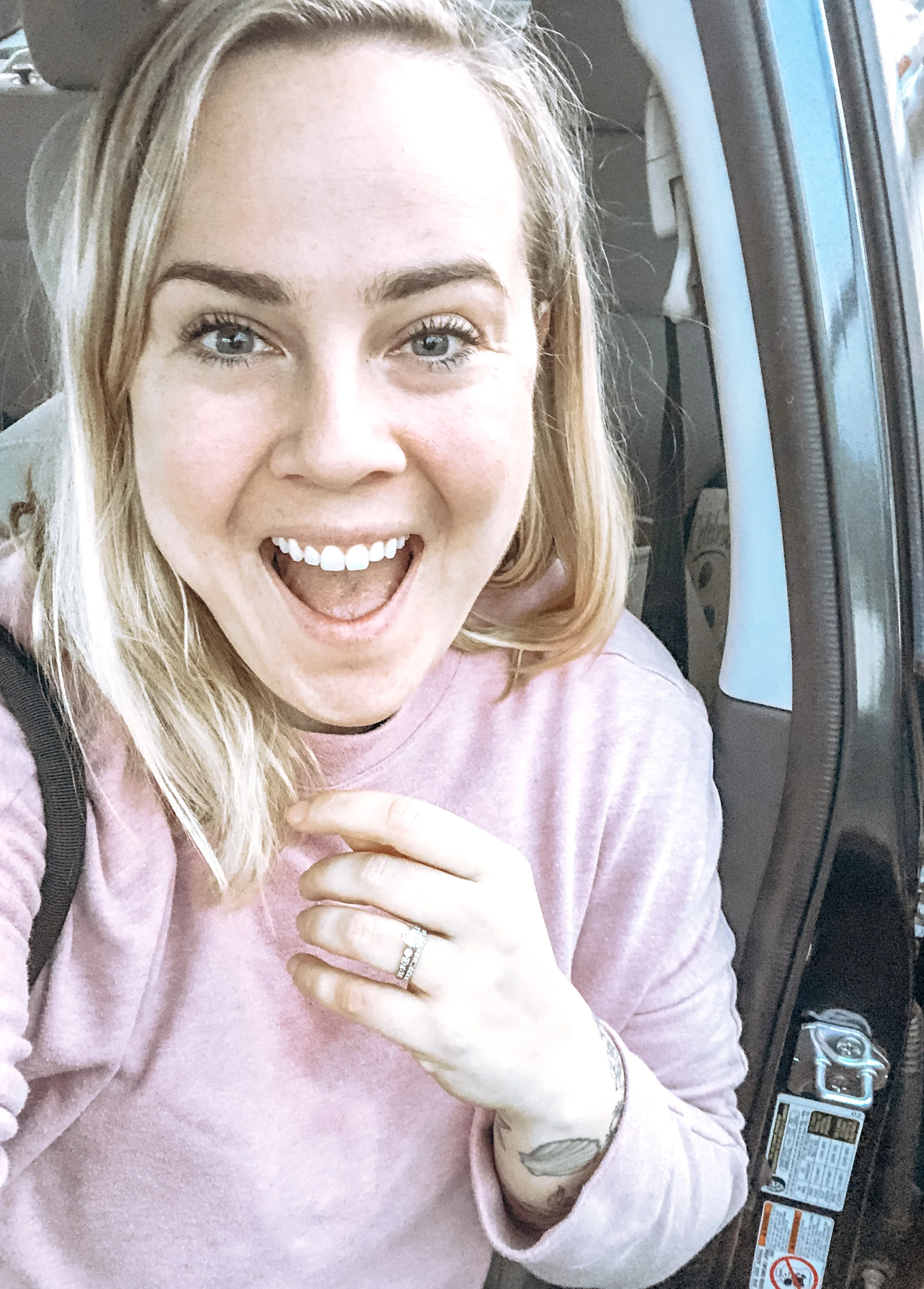 I was so excited for Jazzercise that I got there super early and basically just freaked out in the car the entire time. As you can see, this is my excited face.