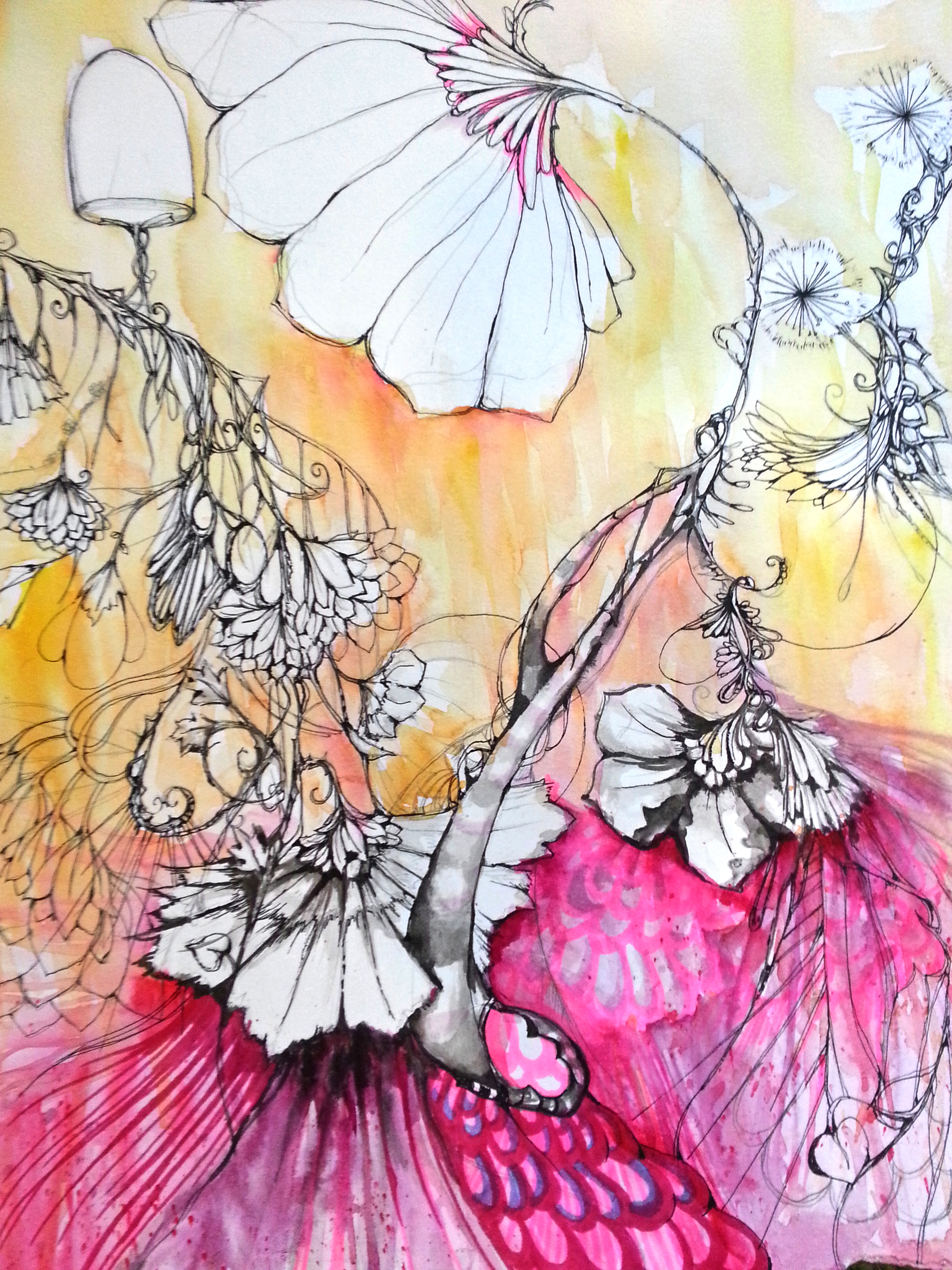 DREAMWORLD 12"X16" WATERCOLOR, MARKER, & INK ON PAPER