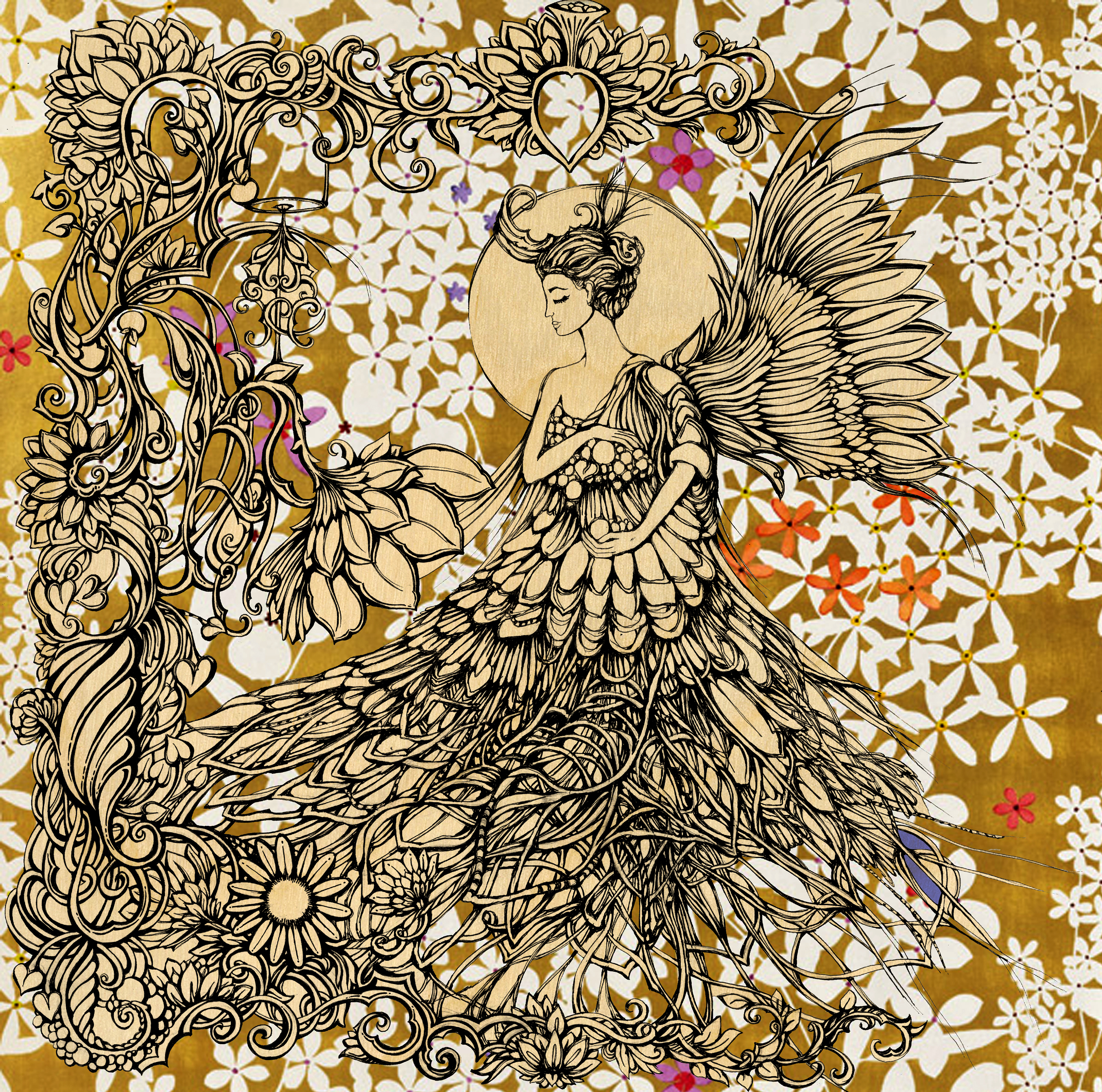 SPRING SUNSET 18"X18" SCREEN PRINT ON WOOD
