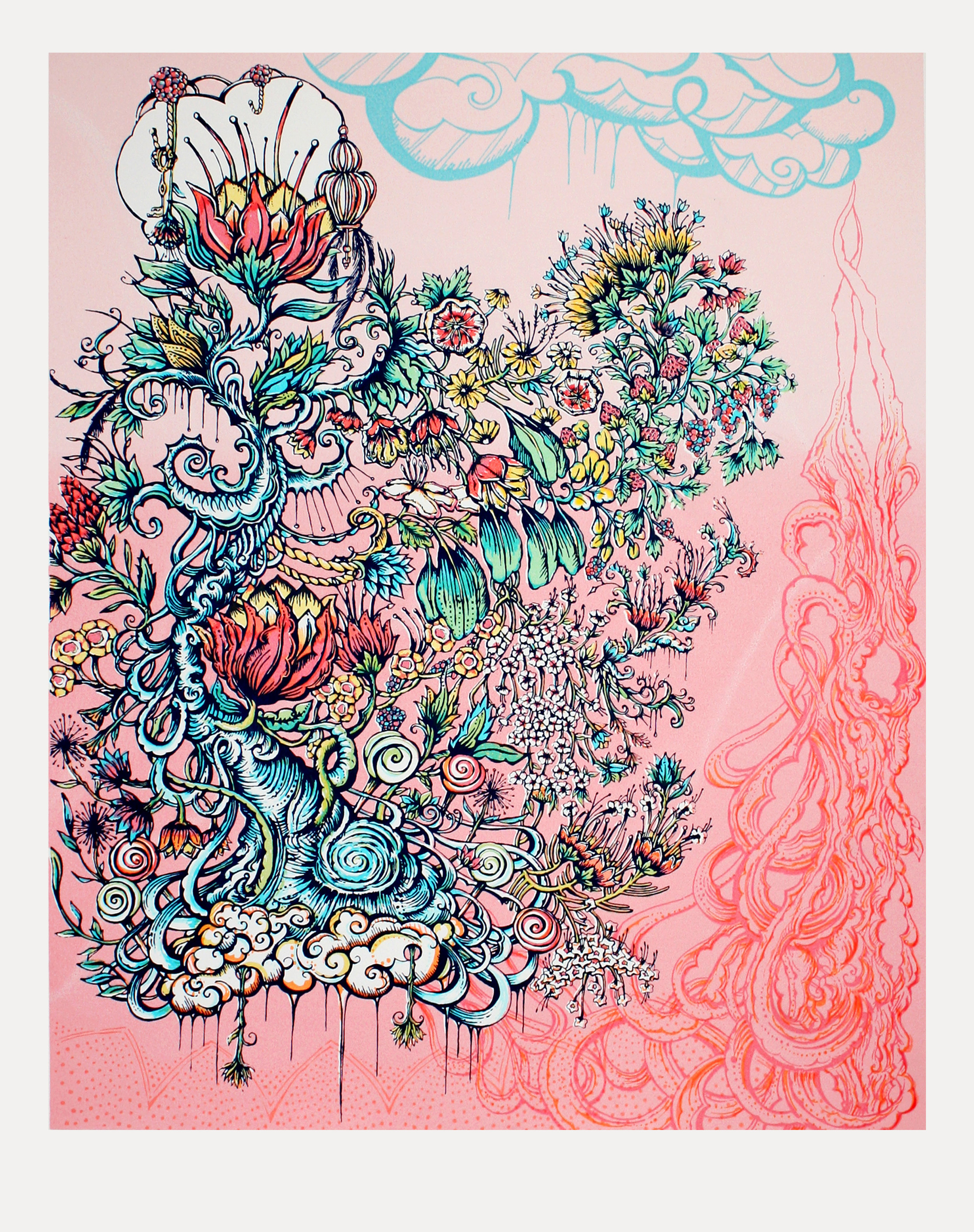 UNDER THE BODHI TREE 22"X30" SCREEN PRINT ON PAPER