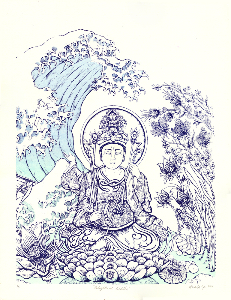 BUDDHA'S ENLIGHTENMENT 12"X16" SCREEN PRINT ON PAPER