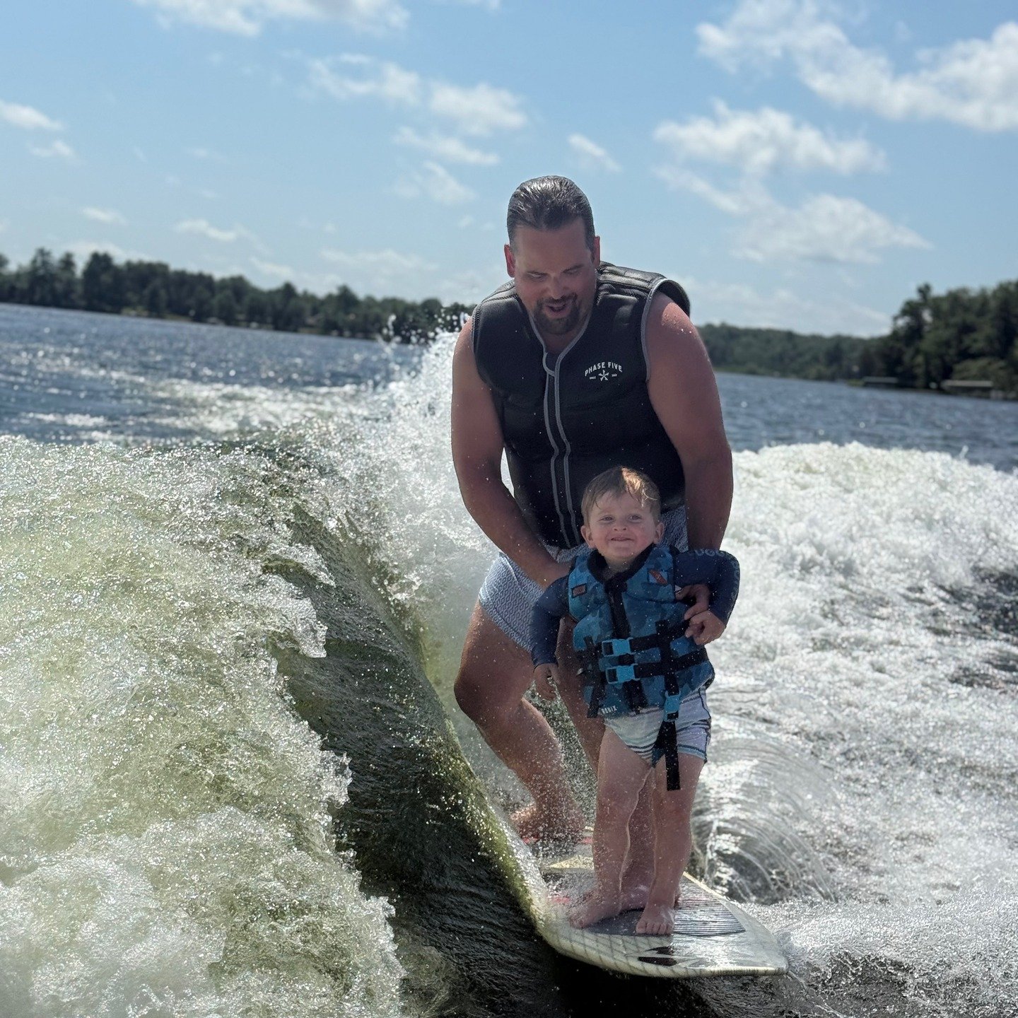 Pic from Sherry Walker - Anthony surfing with Henry who is 21 month old - August 2025