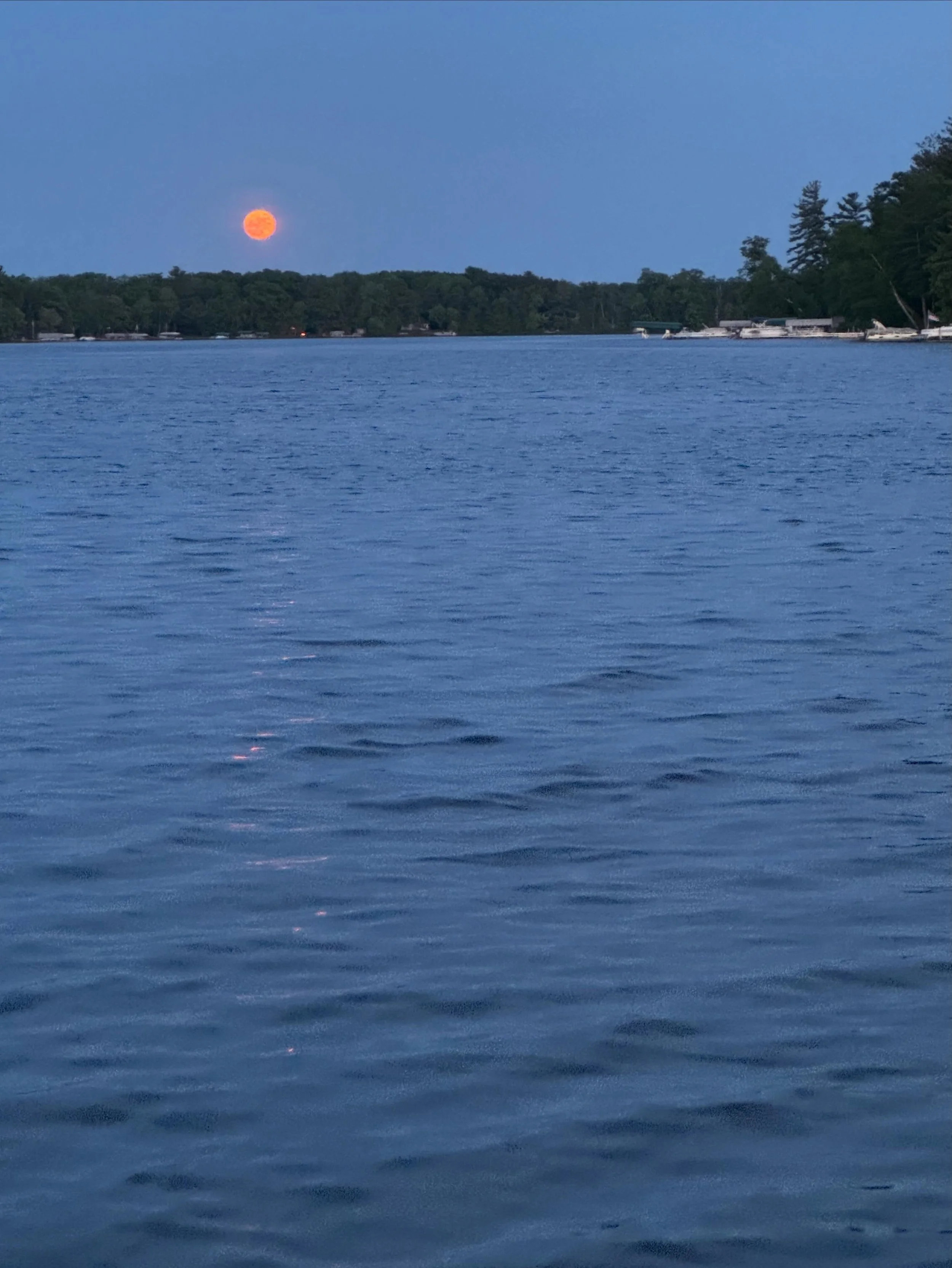 Micro Blue Moon rising over the lake Saturday night.