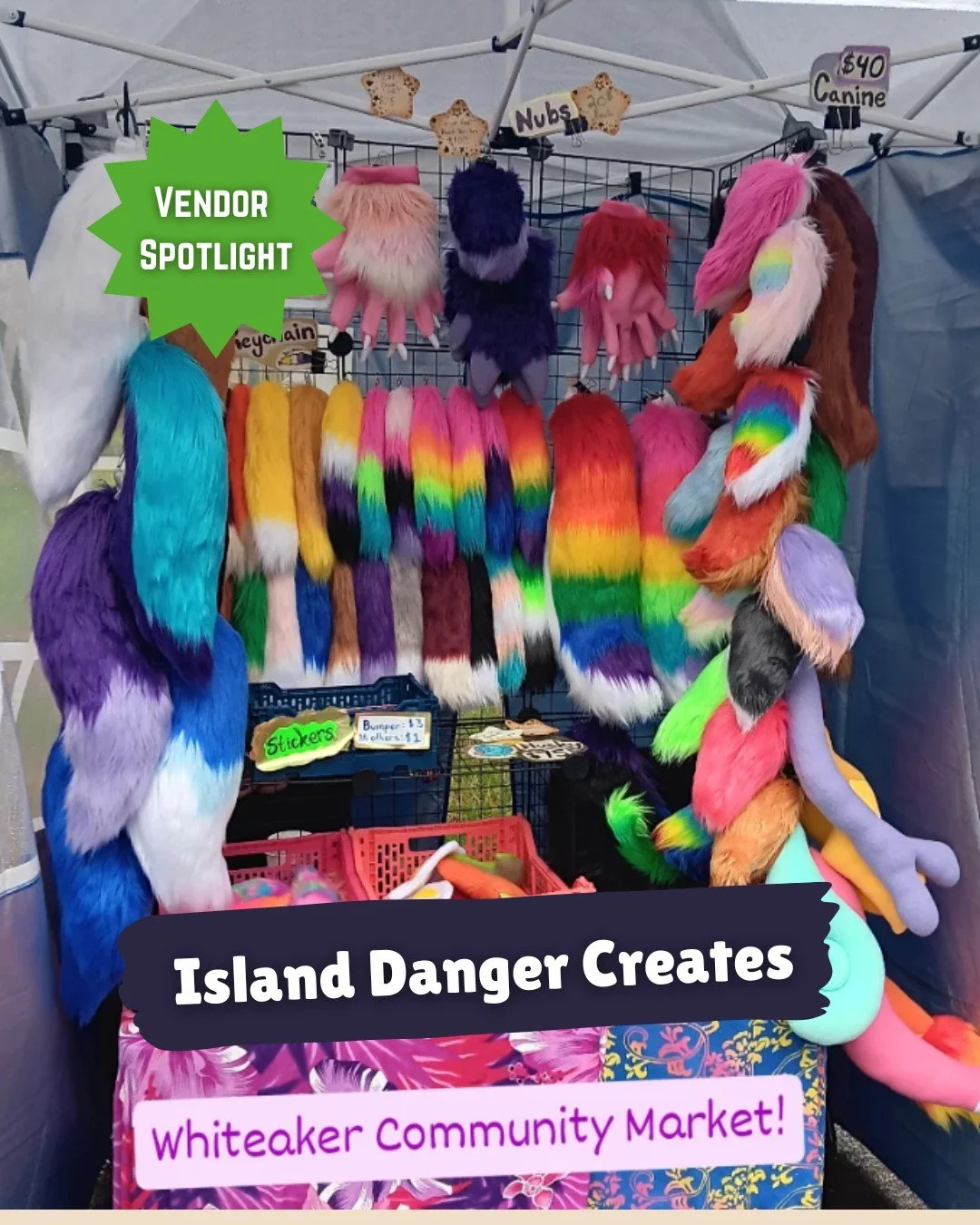 ✨ Vendor Spotlight- Island Danger Creates ✨

Island Danger Creates is a fabric arts specialist with a unique focus on all things furry! Their business focuses on turning secondhand, clearance, and end of bolt fabrics into wearable, huggable, and wagg