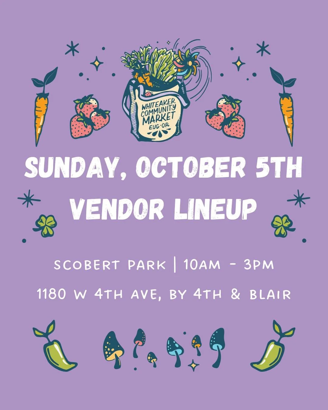We're ready for the crisp autumn air, cozy vibes, and delicious flavors this month has to offer! Stop by the market to get your hands on new seasonal products and produce
 🎃 👻

Embrace the changing of the seasons with the Whiteaker Community Market