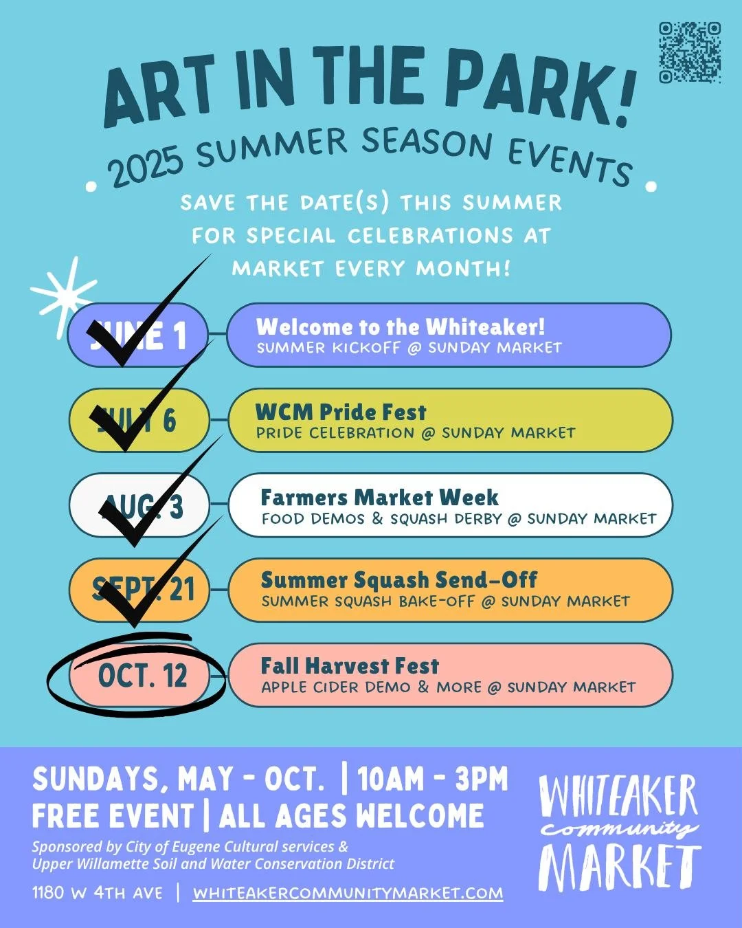 Wrapping up our Arts in the Park series with Fall Harvest Fest 🍎 ✨ Each celebration will be free to the public and will have live music and different family-friendly activities all day!

We have a fun filled day planned for you! The list of activiti