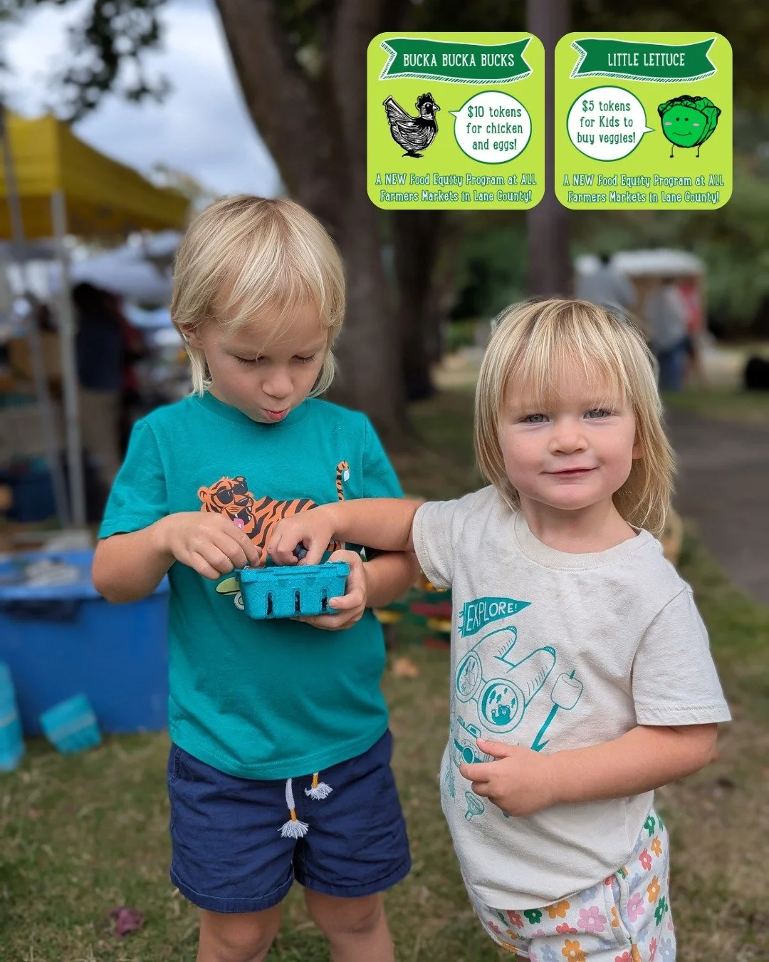 There are TWO markets left, meaning TWO more chances to participate in Little Lettuce &amp; Bucka Bucka Bucks programs 🥬 🐇

Stop by the Info Booth every Sunday to grab your tokens and SNAP currencies🪙 

🥚Bucka Bucka Bucks is a low barrier program