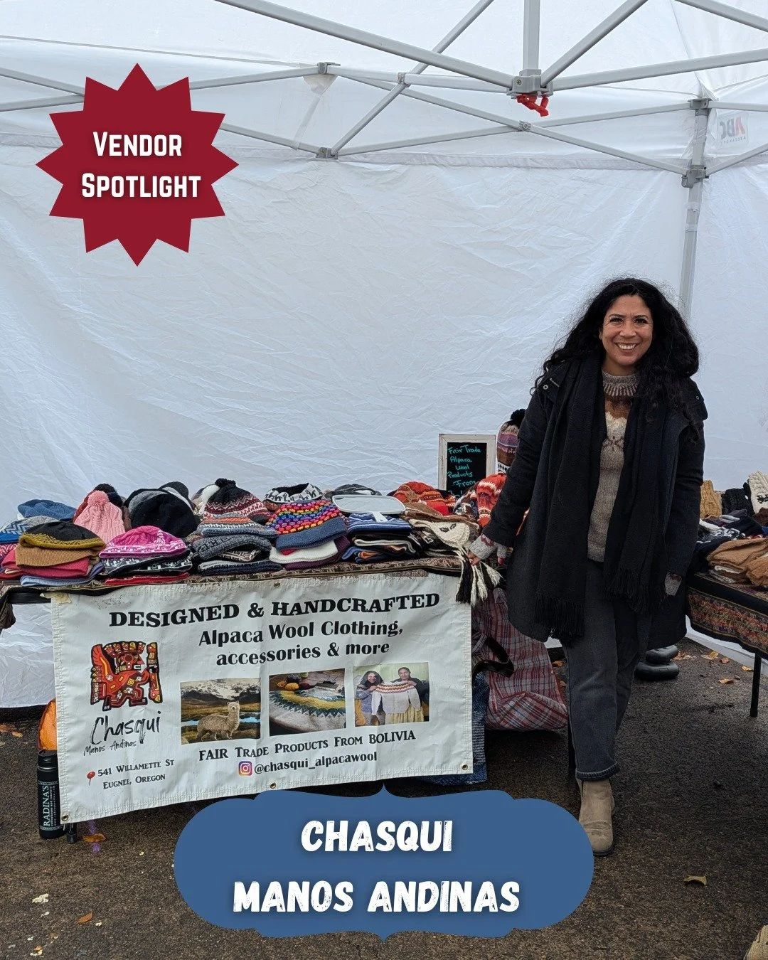 ✨ Vendor Spotlight- CHASQUI Manos Andinas ✨
Chasqui is a small family business located in Eugene that works directly  with artisans in Bolivia to support sustainable living through Fair trade principles. We design and produce hand-knitted Alpaca woo