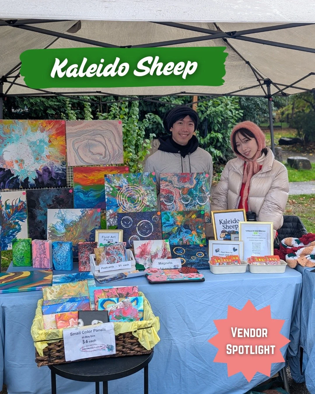 ✨ Vendor Spotlight- Kaleido Sheep ✨

Kaleido Sheep offers fluid art paintings that capture the beauty of chance and small hand crocheted/knitted accessories featuring unique color combinations. Each piece is inspired by the ever changing patterns of 