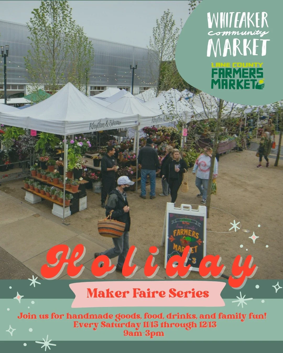 This Saturday join @whiteakercommunitymarket  in collaboration with @lanecountyfarmersmarket kicking off our Holiday Makers Faire series ✨

Spend the day wandering through booths of handcrafted items made by the talented folks in our community. Savor