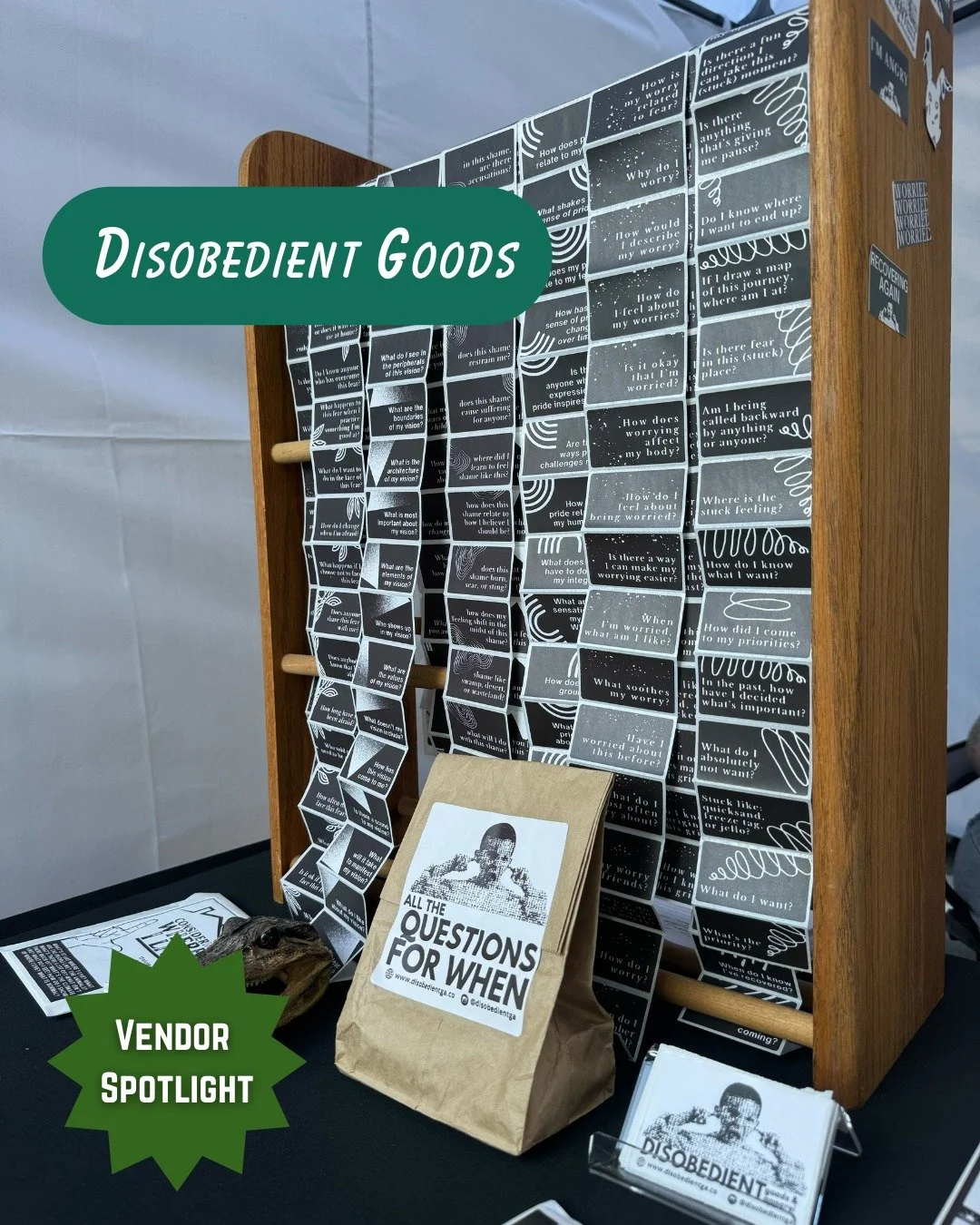✨ Vendor Spotlight- Disobedient Goods ✨

📝 Disobedient Goods sells lovingly judgment &amp; agenda-free sticker tools for self-guided practice, discovery &amp; mapping. Products are made in-house, in small batches &amp; made-to-order, using a simple 