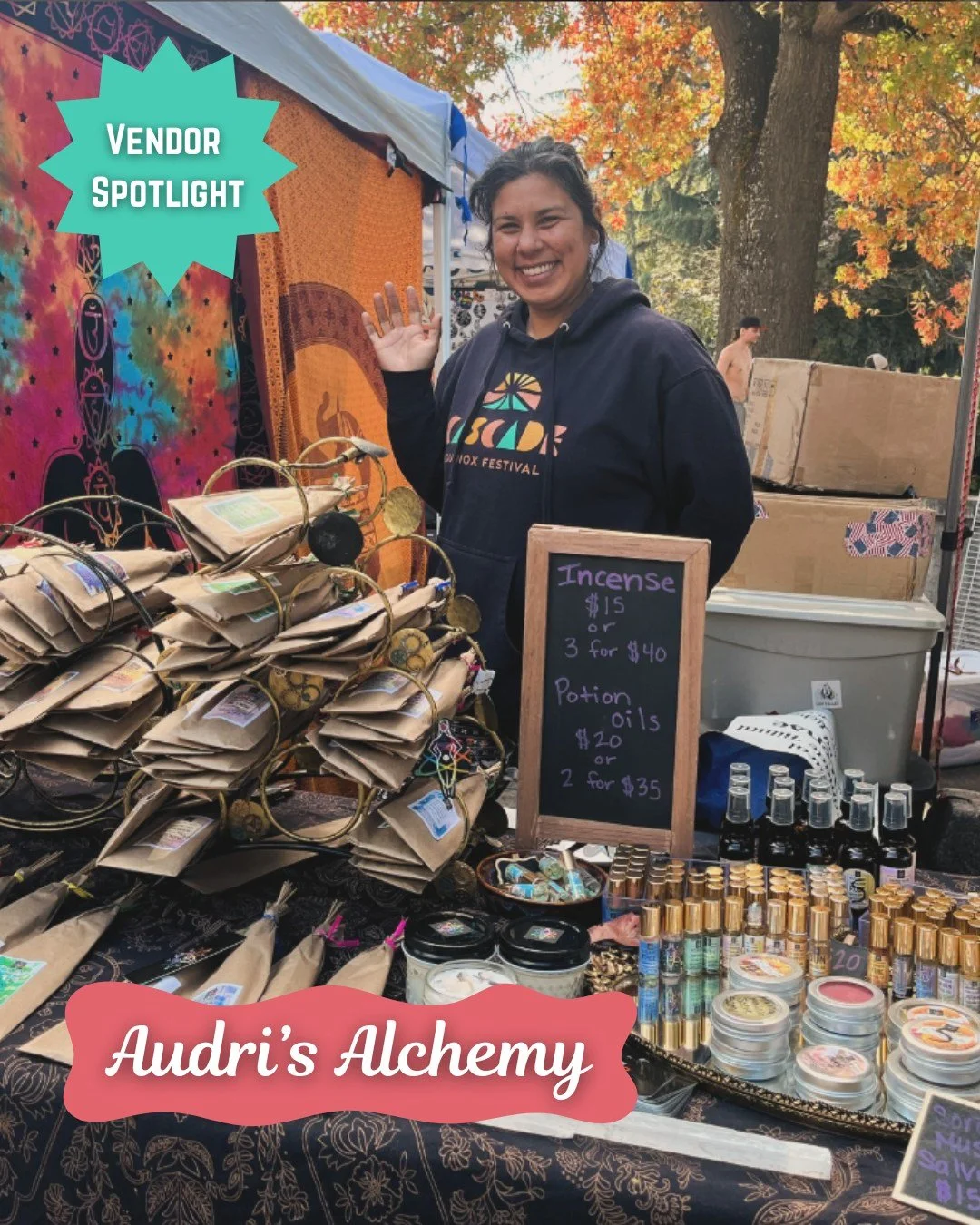 ✨ Vendor Spotlight- Audri's Alchemy ✨ 

Audri creates handmade herbal ritual products and gifts for mind body soul wellness with intentions to create a magical corner of the market. She is always seeking knowledge in herbal alchemy, is guided by the 