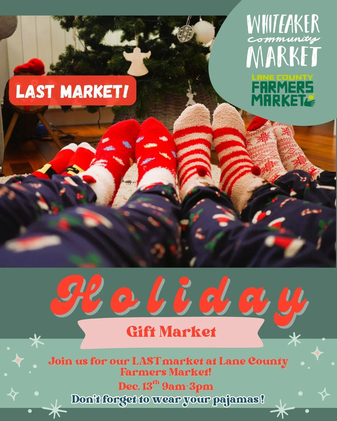 Wear your pajamas and head over to @lanecountyfarmersmarket for our last collaborative market of the 2025 season🧣

We have an amazing line up of vendors with handmade items just for you! Stroll through the talented and skilled makers of our communit