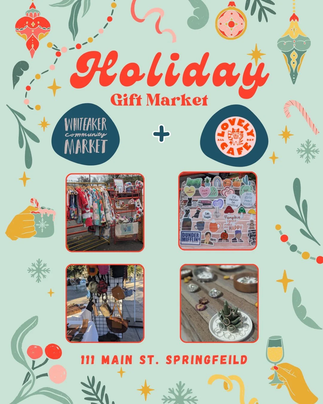 Sneak peak of our vendor line up for our Holiday Gift Market happening this weekend ✨

🧣Lovely Cafe 12/20 11am-3pm
@sewariasew 
@glendasgraphics 
@wood_and_hide_designs 
Girasol Vintage &amp; Designs 
@velvetcrowartistry 
@shopindigowellness 
@sweet
