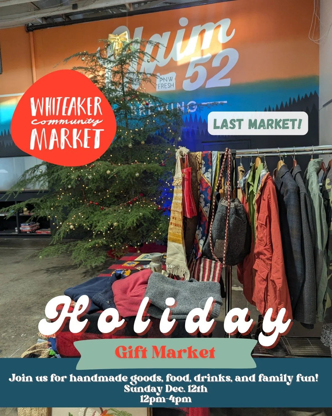 While all good things must come to an end, there is still time to enjoy our LAST Holiday Gift Market of the season🧣

Stop by @claim52brew  for an afternoon filled with  handcrafted items, tasty treats and more 🎁 Whether you're on the naughty or nic
