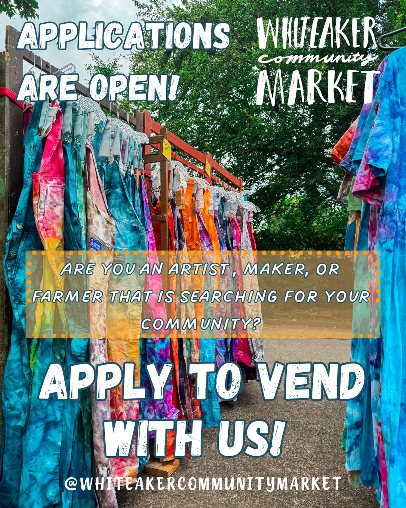 Our 2026 applications are officially open! 

Click the link in our bio to start yours today! 

#whiteakercommunitymarket #craftmarket #farmersmarket