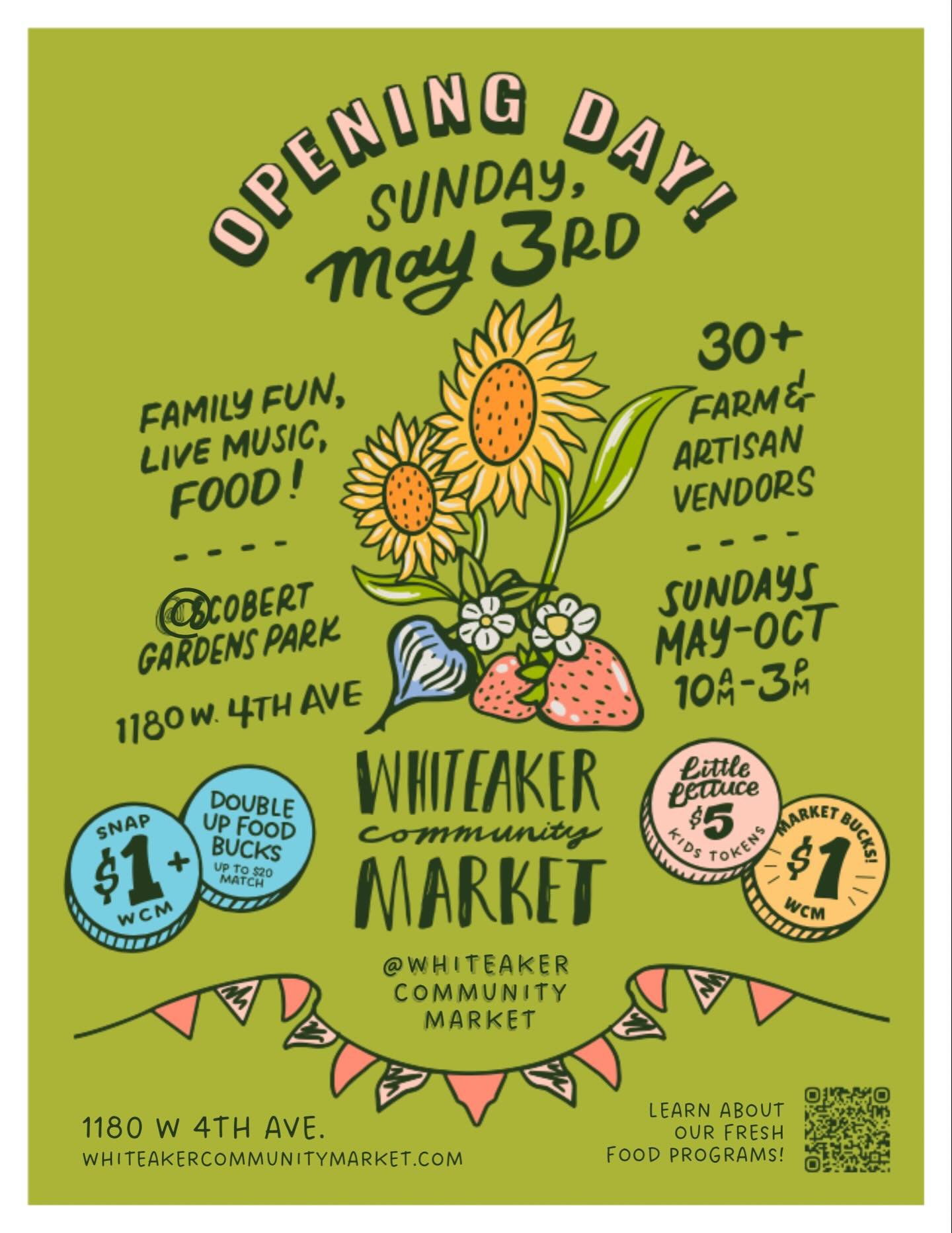 ONE WEEK AWAY! 🥳 

Can you believe it?!! 

Opening Day for the Sunday Market is on May 3rd, we&rsquo;re about one month away and we already have lots of fun things planned. 👀 More details to come soon. We can&rsquo;t wait to see you and kick off th