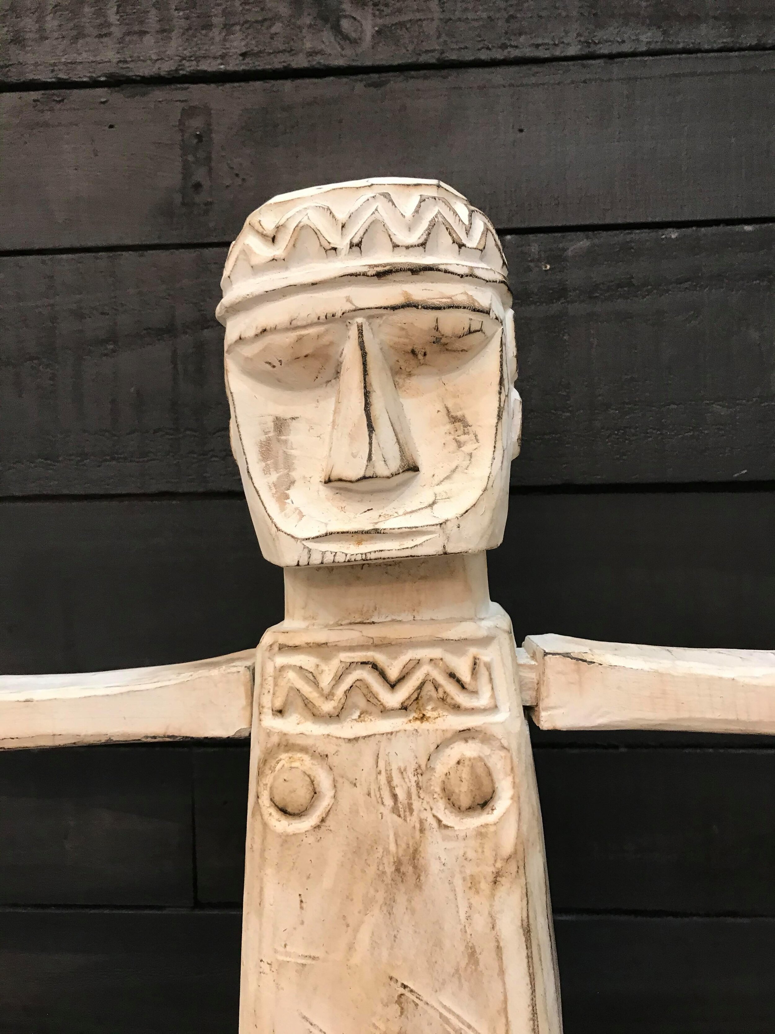 White Hand Carved Man Statue