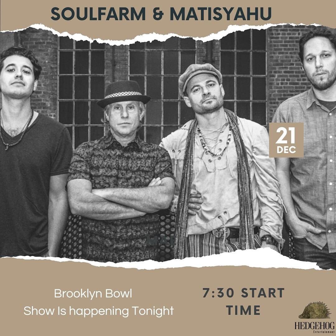Join me tonight with @soulfarmband &amp; @matisyahu at Brooklyn Bowl to celebrate Chanukah! Show Starts at 7:30 SHARP! There are just a few tix avails, grab em now!
.
.
.
#chanukah #matis #soulfarm #matisyahu #brooklyn #brooklynbowl #concert #candles