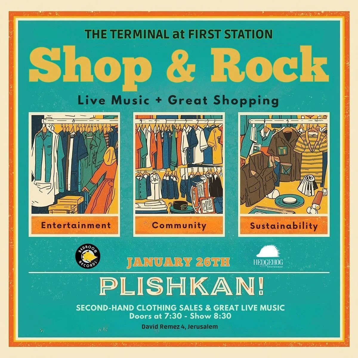 So excited to be hosting Shop + Rock tonight and in the future!

Mondays at the Terminal (every other week) will be filled with sustainable clothes, amazing jams &amp; a community that cares. Can&rsquo;t wait to see ya there!