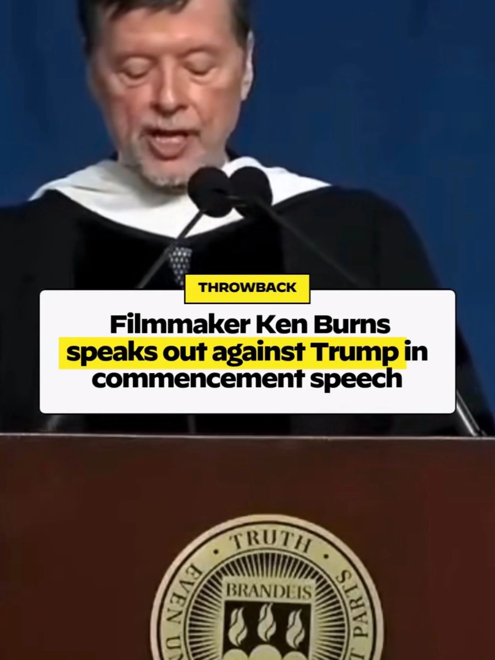 Ken Burns leaving them with one last meatloaf pie of indoctrination. 

He might as well teach there because he&rsquo;s just like all the rest of them: Anti-American elitist intellectually impotent Communists who trash over half the country and stab t